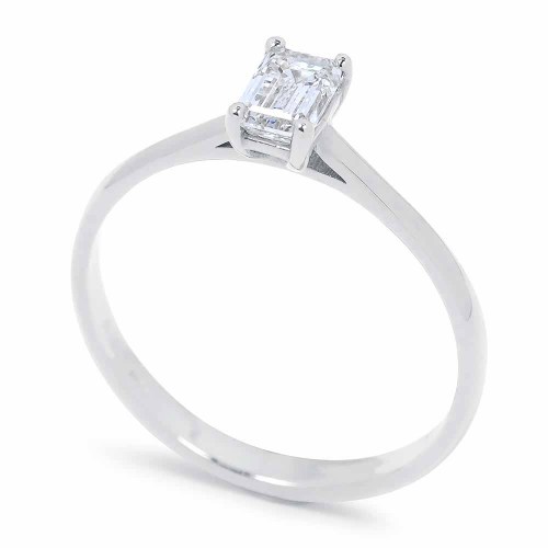 Gyémánt eljegyzési gyűrű - emerald cut - fehérarany