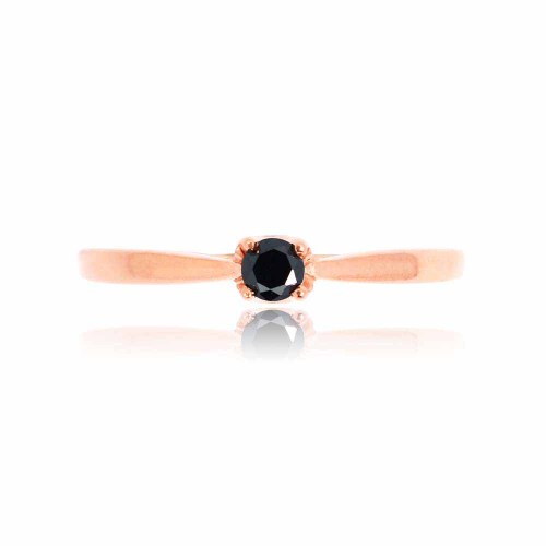 Eljegyzési gyűrű 3,0mm fekete gyémánttal - rosegold