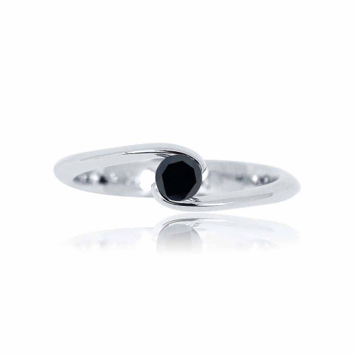 Fekete gyémánt eljegyzési gyűrű - 3,6mm, ölelős