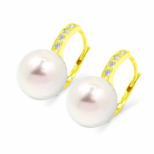 10mm igazgyöngyös fülbevaló - arany