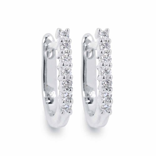Gyémánt fülbevaló, 0,14ct, fehérarany - Huggy