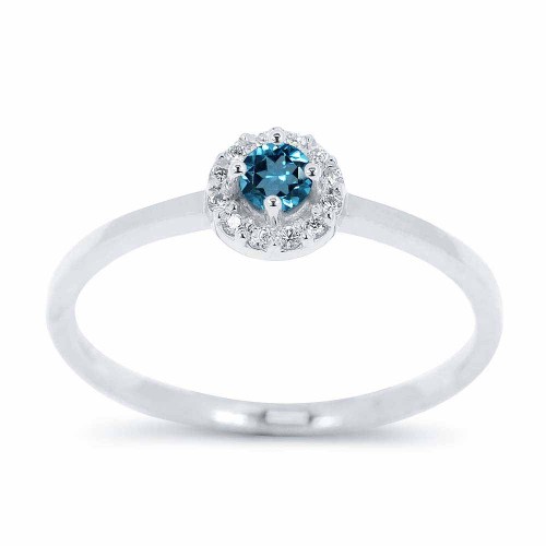Gyémánt eljegyzési gyűrű, Halo - 0,15ct - kék gyémánt