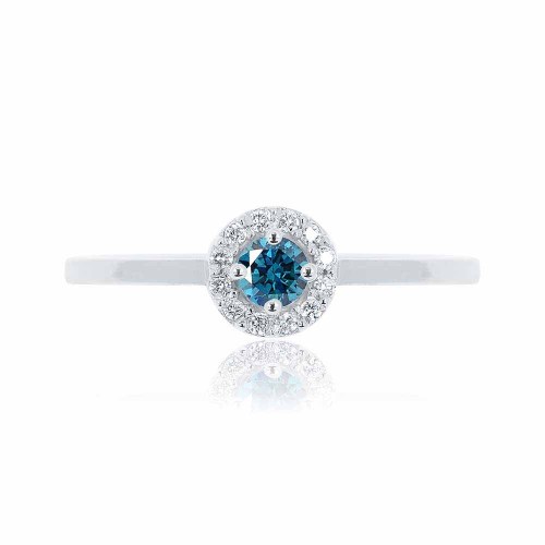 Gyémánt eljegyzési gyűrű, Halo - 0,15ct - kék gyémánt
