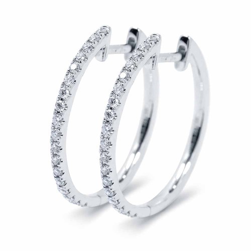 Karika gyémánt fülbevaló, 18K - 0,3ct
