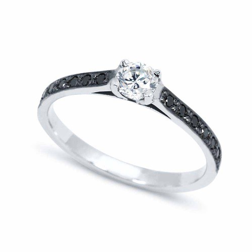 Briliáns eljegyzési gyűrű - 0,3ct fehér és fekete