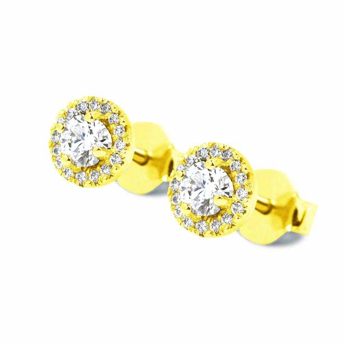 Halo gyémánt fülbevaló 14K aranyból - 0,3ct