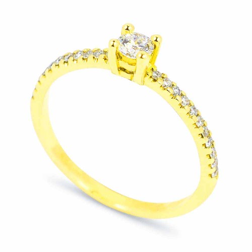 Briliáns eljegyzési gyűrű, 14K arany - 0,4-0,5ct