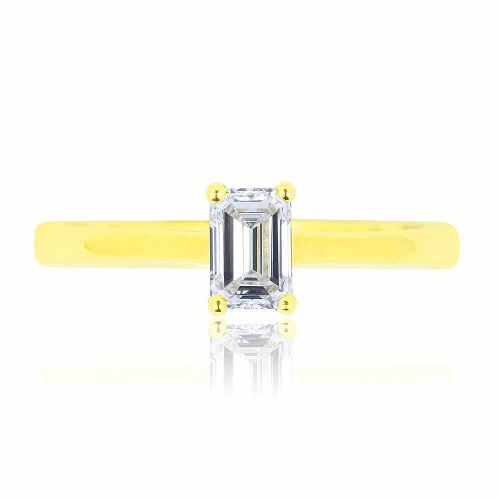 Gyémánt eljegyzési gyűrű - emerald cut - arany