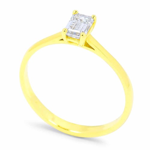 Gyémánt eljegyzési gyűrű - emerald cut - arany