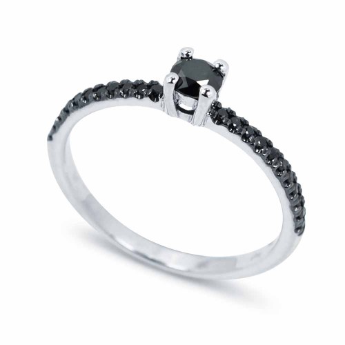 Fekete gyémánt eljegyzési gyűrű - 0,6ct