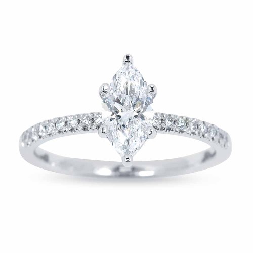 Gyémánt eljegyzési gyűrű - markíz 0,7-0,8ct - fehérarany