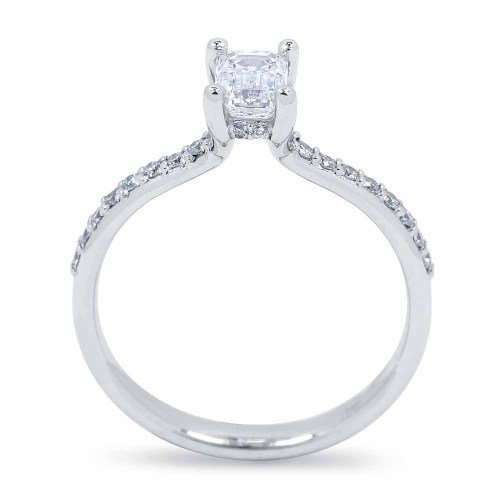 Gyémánt eljegyzési gyűrű - Emerald cut - Hidden Halo