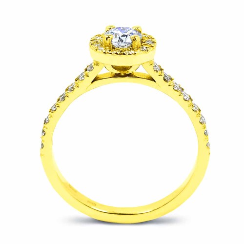Gyémánt eljegyzési gyűrű, arany - 0,5-0,6ct - Halo