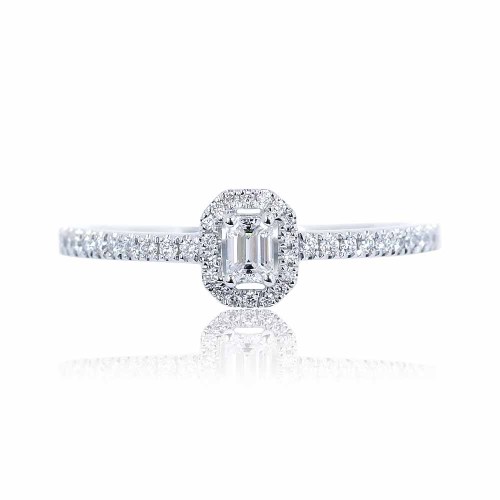 Emerald gyémánt eljegyzési gyűrű - 0,21ct