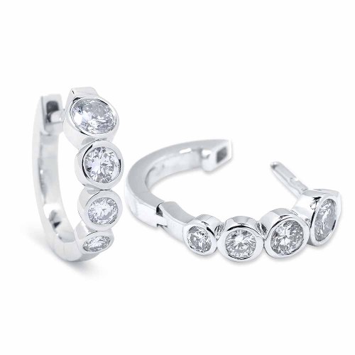 Karika gyémánt fülbevaló - Bouton - 0,72ct