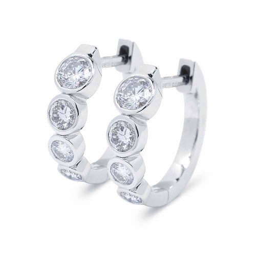 Karika gyémánt fülbevaló - Bouton - 0,72ct