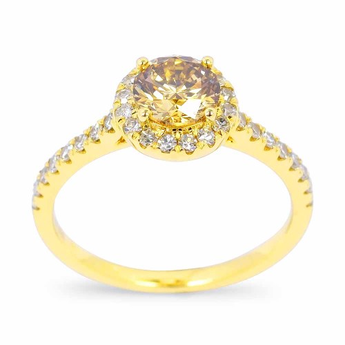 1,38ct konyak gyémánt gyűrű - Halo