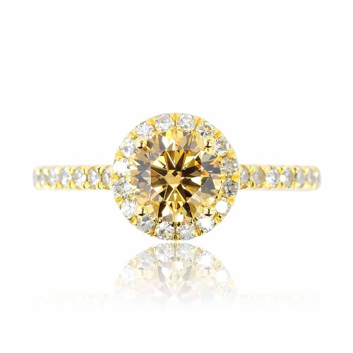 1,38ct konyak gyémánt gyűrű - Halo