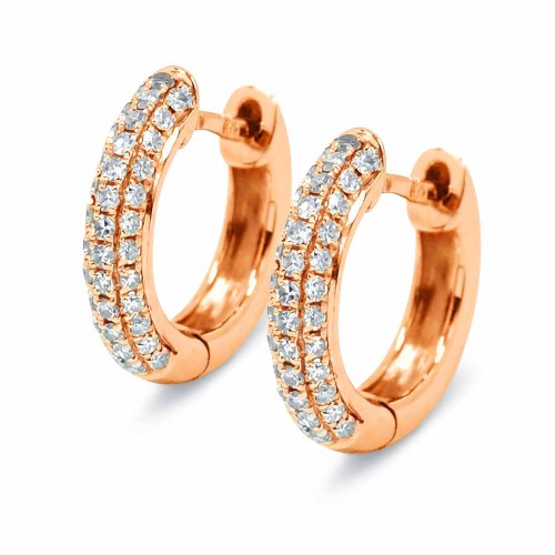 Pavé gyémánt karika fülbevaló - rosegold