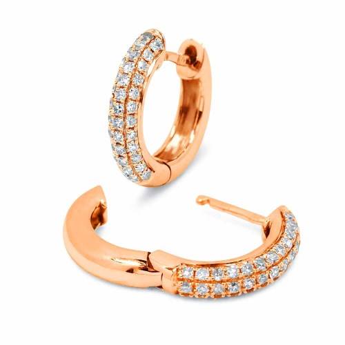Pavé gyémánt karika fülbevaló - rosegold