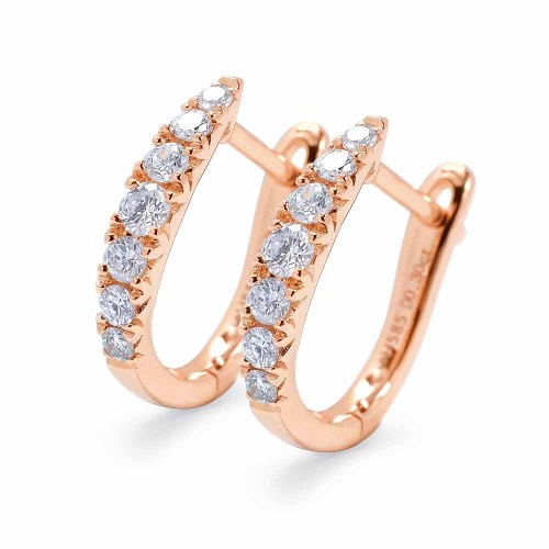 Gyémánt fülbevaló, 0,3ct, rosegold - Huggy