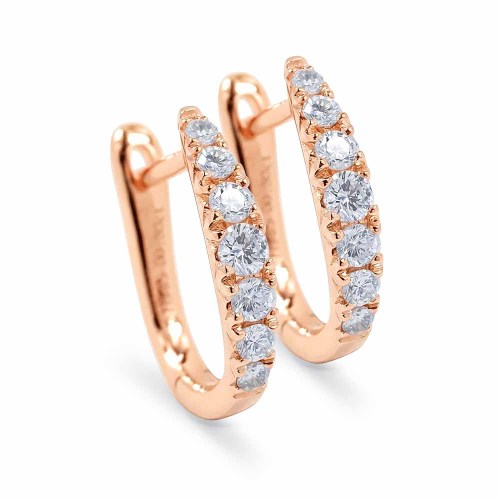 Gyémánt fülbevaló, 0,3ct, rosegold - Huggy