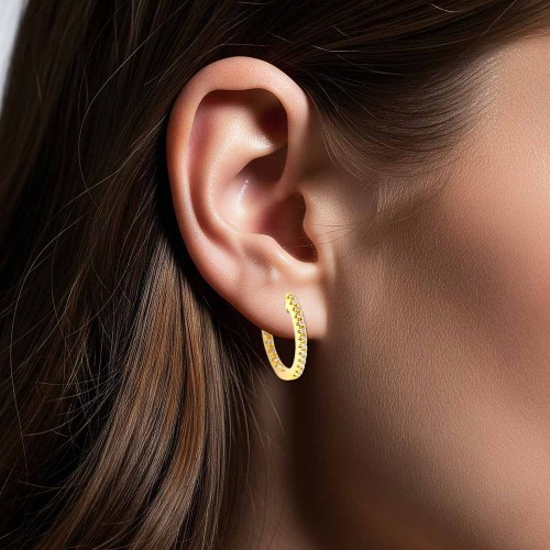 Karika gyémánt fülbevaló, arany - 0,31ct