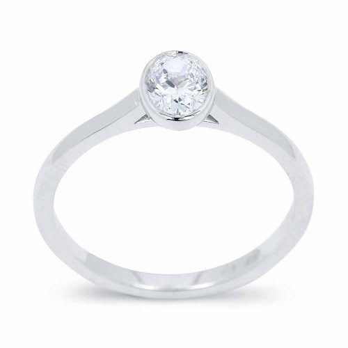 Bezel eljegyzési gyűrű - ovális 0,5ct - fehérarany