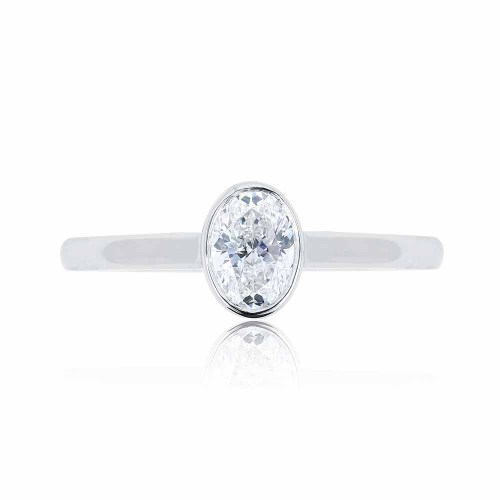 Bezel eljegyzési gyűrű - ovális 0,5ct - fehérarany