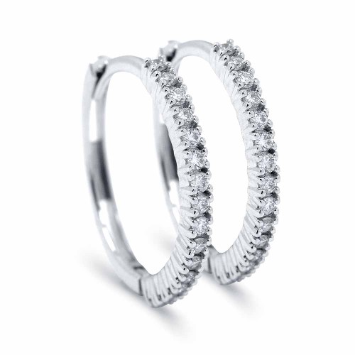 Karika gyémánt fülbevaló - fehérarany - 0,18ct