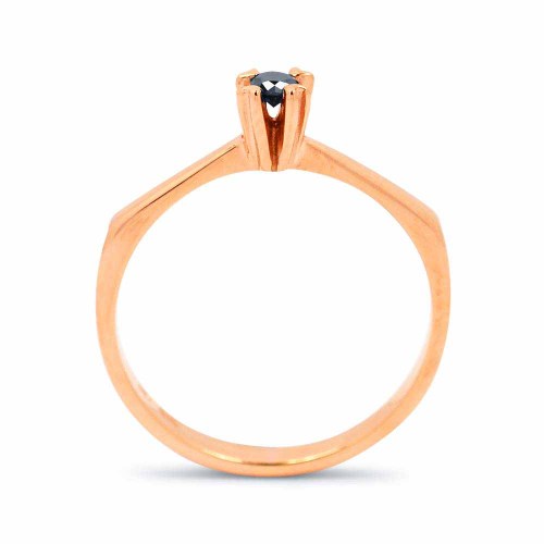 Fekete gyémánt eljegyzési gyűrű - 2,5mm - rosegold