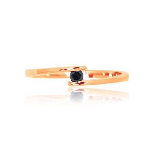 Íves fekete gyémánt gyűrű, rosegold, 2,5mm