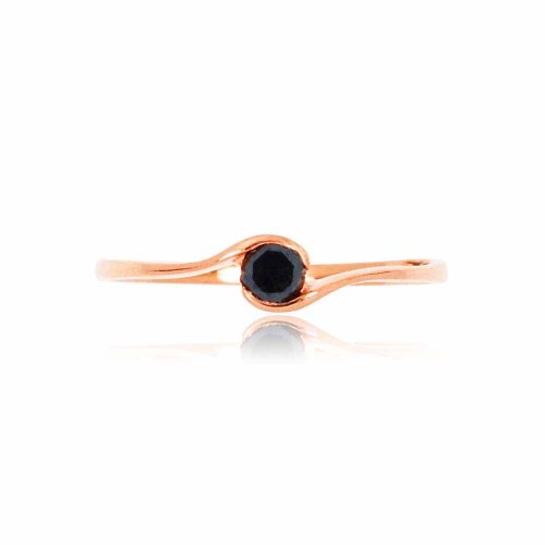Rosegold eljegyzési gyűrű, fekete gyémánt - íves