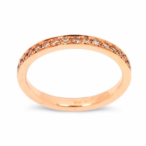 Körbe köves gyémánt gyűrű - rosegold - konyak