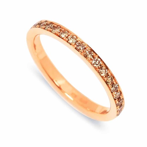 Körbe köves gyémánt gyűrű - rosegold - konyak