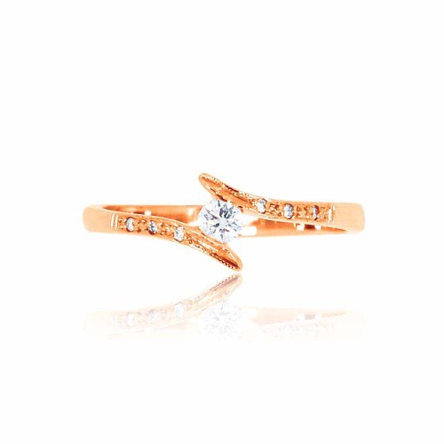 Briliáns gyémánt eljegyzési gyűrű - íves - rosegold