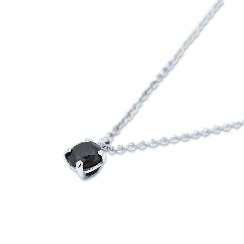 Fekete gyémánt nyaklánc fehérarany láncon - 4mm