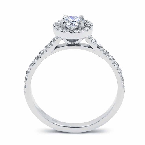 Gyémánt eljegyzési gyűrű, fehér arany - 0,5-0,6ct - Halo
