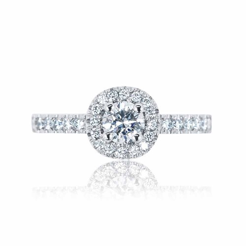 Gyémánt eljegyzési gyűrű, fehér arany - 0,5-0,6ct - Halo