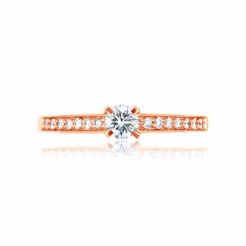Briliáns eljegyzési gyűrű, rosegold - 0,3 karát