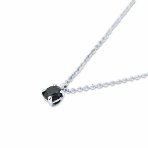 Fekete gyémánt nyaklánc fehérarany láncon - 3mm