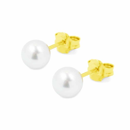 Gyöngy fülbevaló - 6-6,5mm, arany