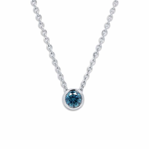 Kék gyémánt nyaklánc, fehérarany - 3,0mm buton