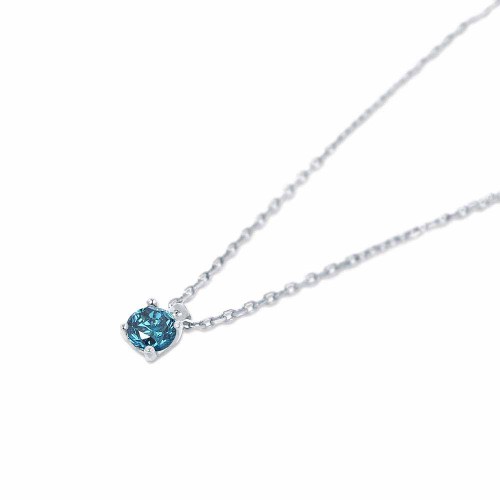 Kék gyémánt nyaklánc, fehérarany - négykarmos - 0,16-0,18ct