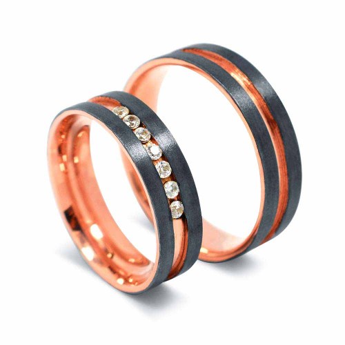 Karikagyűrű, rosegold és fekete